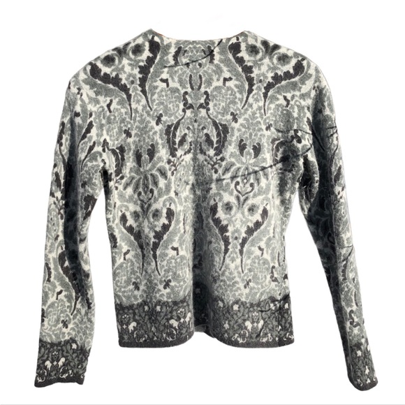 Sarah Spencer grey black white wool sweater / cardigan M medium - Picture 2 of 6